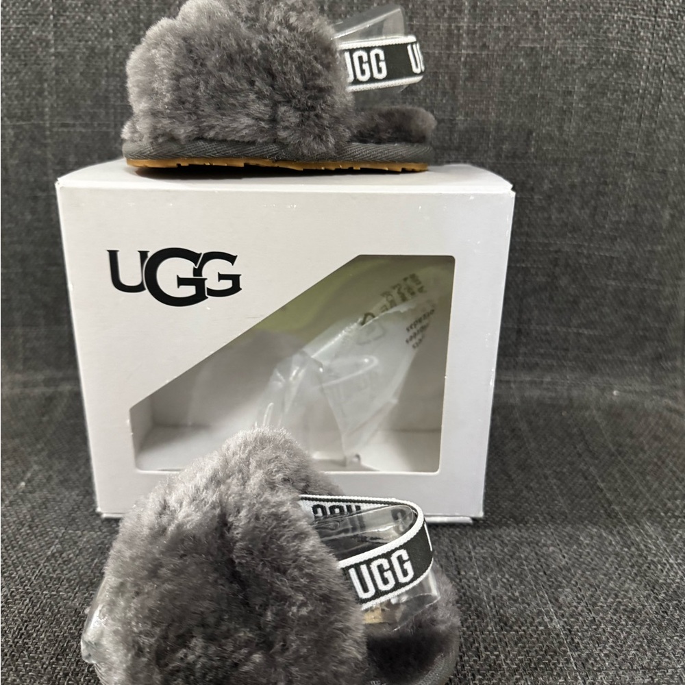 BABY UGG Charcoal Fluff Yeah Slide - Picture 4 of 10